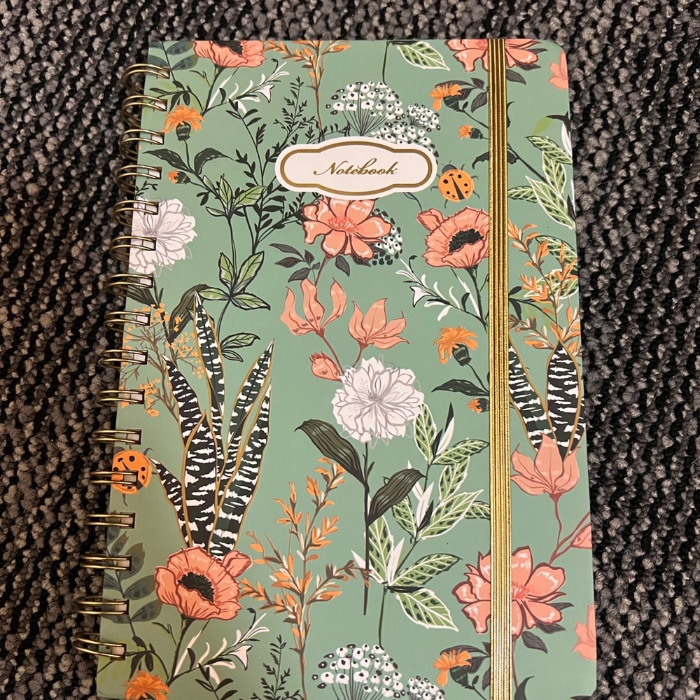 Floral Green Notebook with Gold Accents